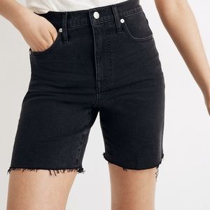 High-Rise Mid-Length Denim Shorts in Lunar Wash
